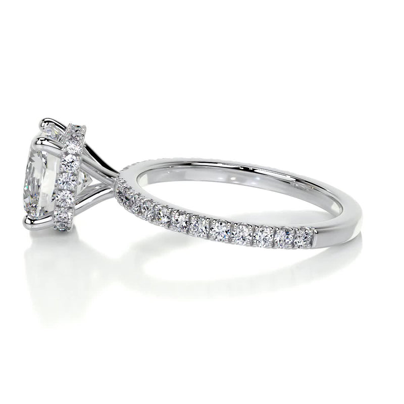 2.7 Carat Cushion Hidden Halo Moissanite Engagement Ring