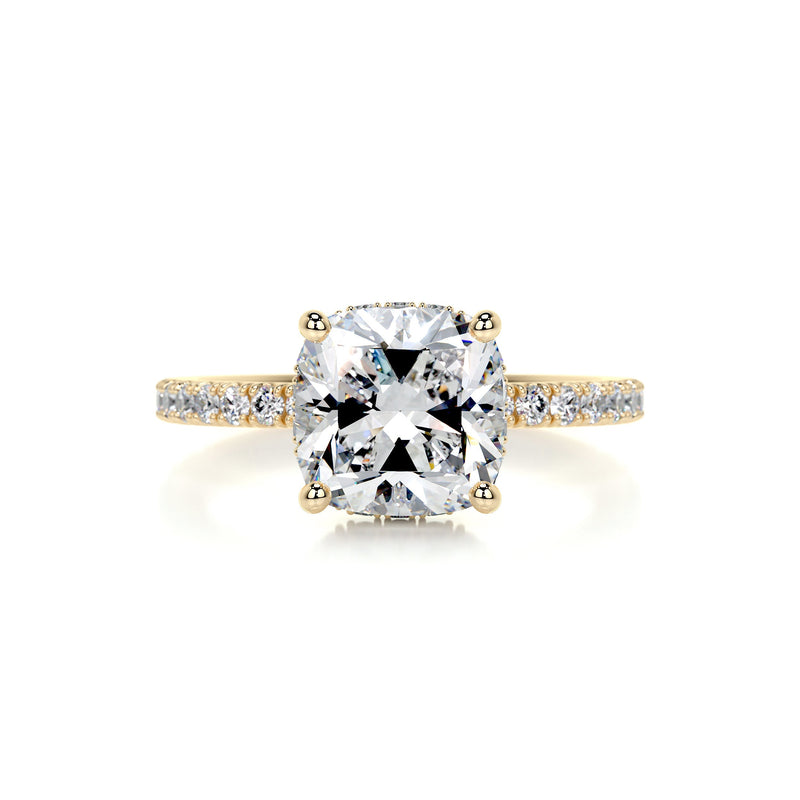 2.7 Carat Cushion Hidden Halo Moissanite Engagement Ring