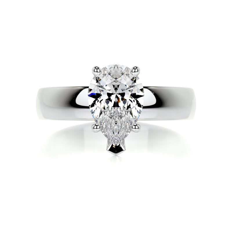 1.33 Cart Pear Moissanite Solitaire Broad Engagement Ring
