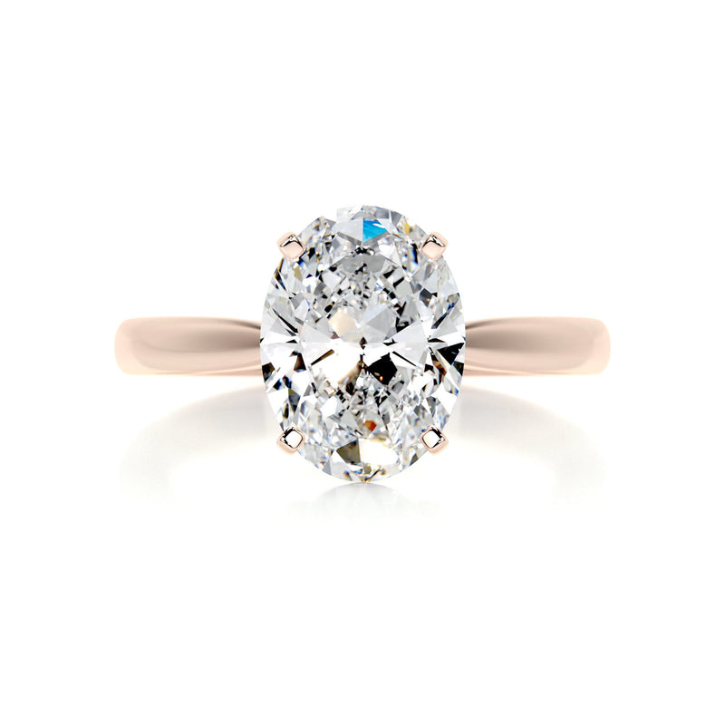 2.75 Carat Curved Set Oval Solitaire Moissanite Engagement Ring