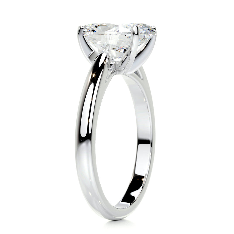 2.75 Carat Curved Set Oval Solitaire Moissanite Engagement Ring