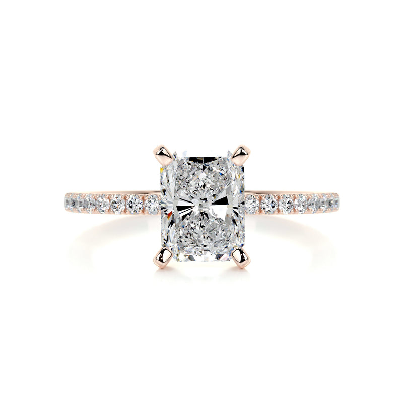 2.64 ct Radiant Cut Moissanite Pavé Engagement Ring