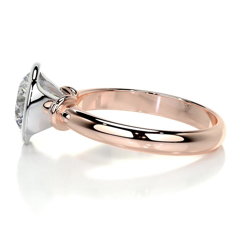 1.3 Carat Bezel Round Moissanite  Dual Tone Solitaire Engagement Ring