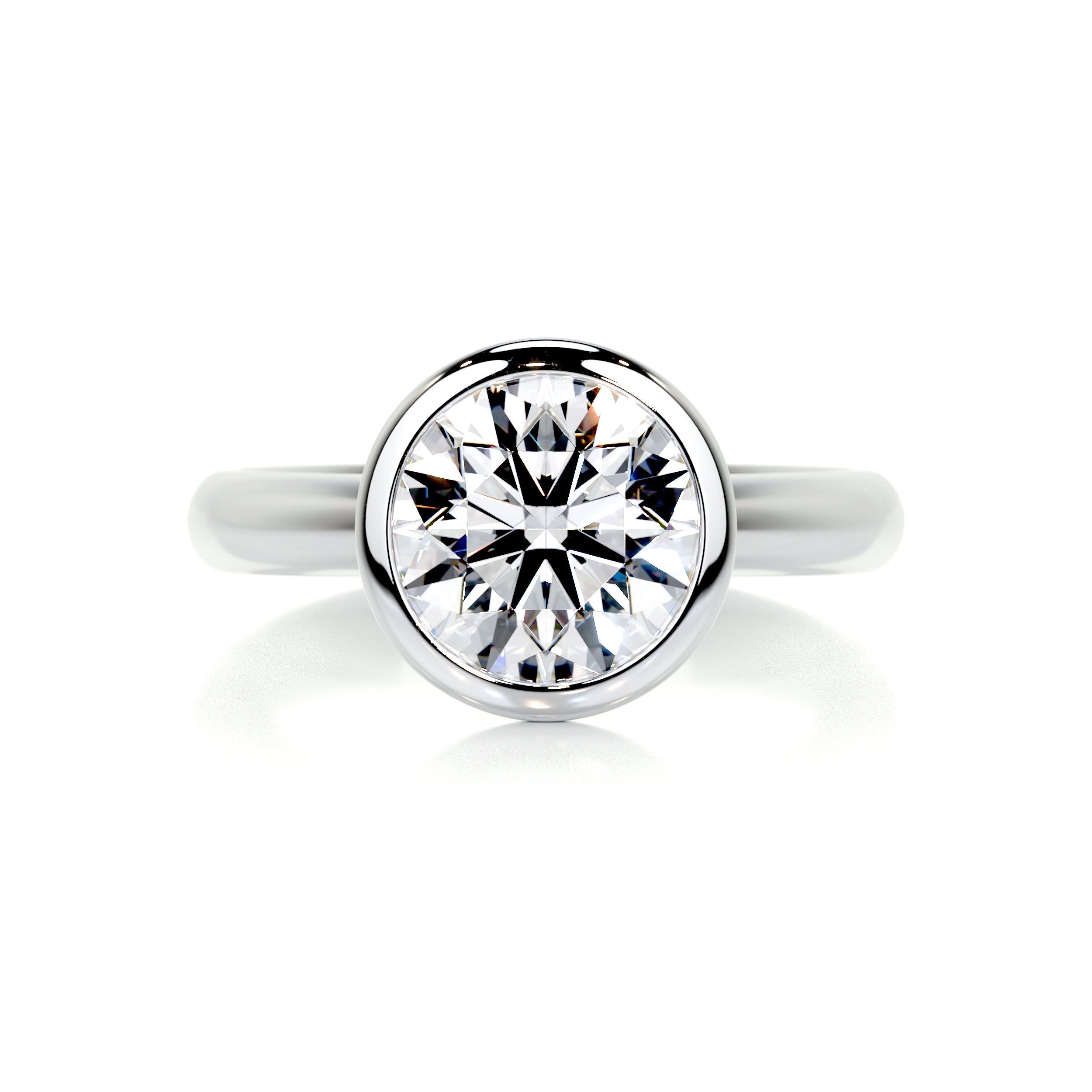 1.3 Carat Bezel Round Moissanite  Dual Tone Solitaire Engagement Ring