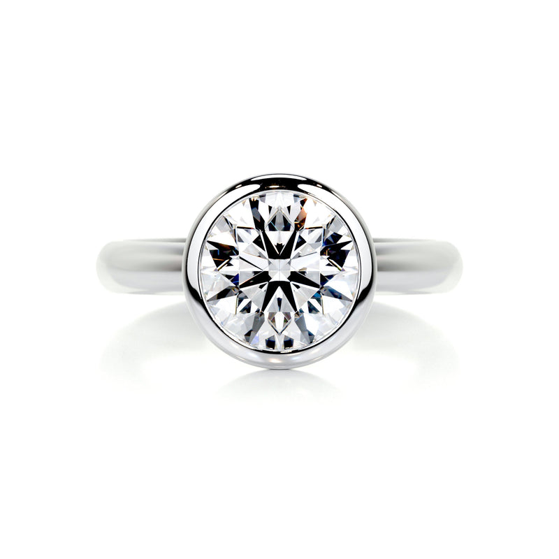 1.3 Carat Bezel Round Moissanite  Dual Tone Solitaire Engagement Ring