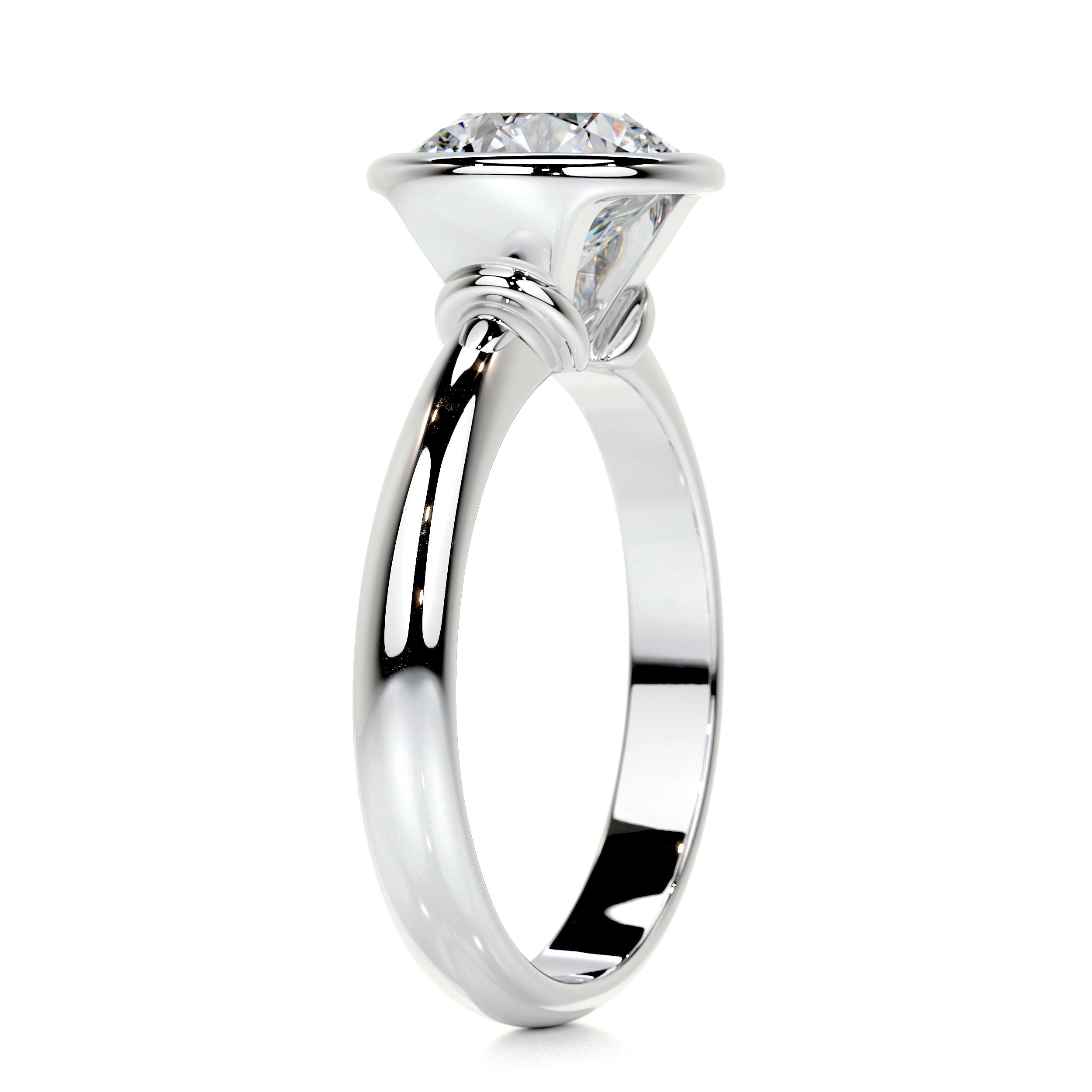 1.3 Carat Bezel Round Moissanite  Dual Tone Solitaire Engagement Ring