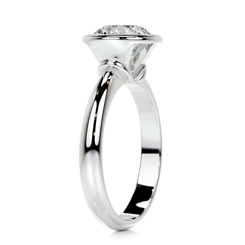 1.3 Carat Bezel Round Moissanite  Dual Tone Solitaire Engagement Ring