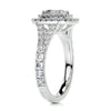 2.15 Carat Cushion Double Halo Pave Moissanite Engagement Ring