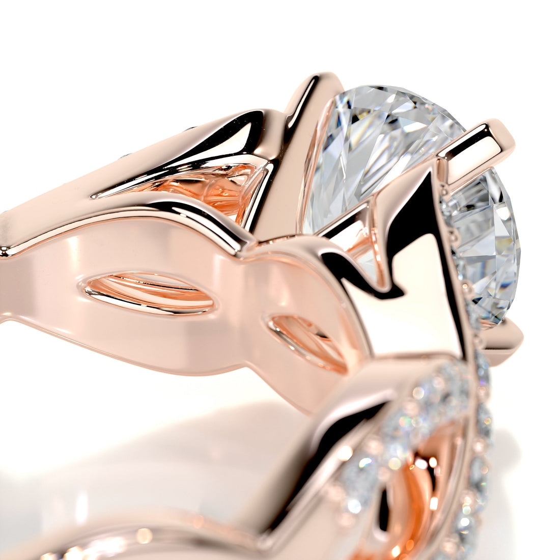 1.65 Carat Round Moissanite Twisted Pave Engagement Ring
