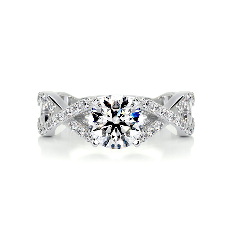 1.65 Carat Round Moissanite Twisted Pave Engagement Ring