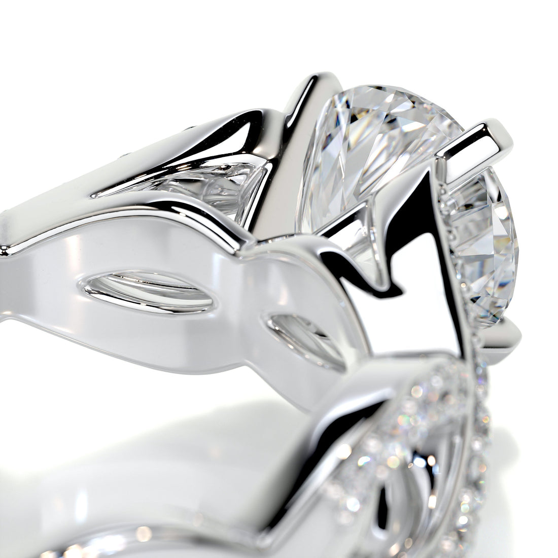 1.65 Carat Round Moissanite Twisted Pave Engagement Ring