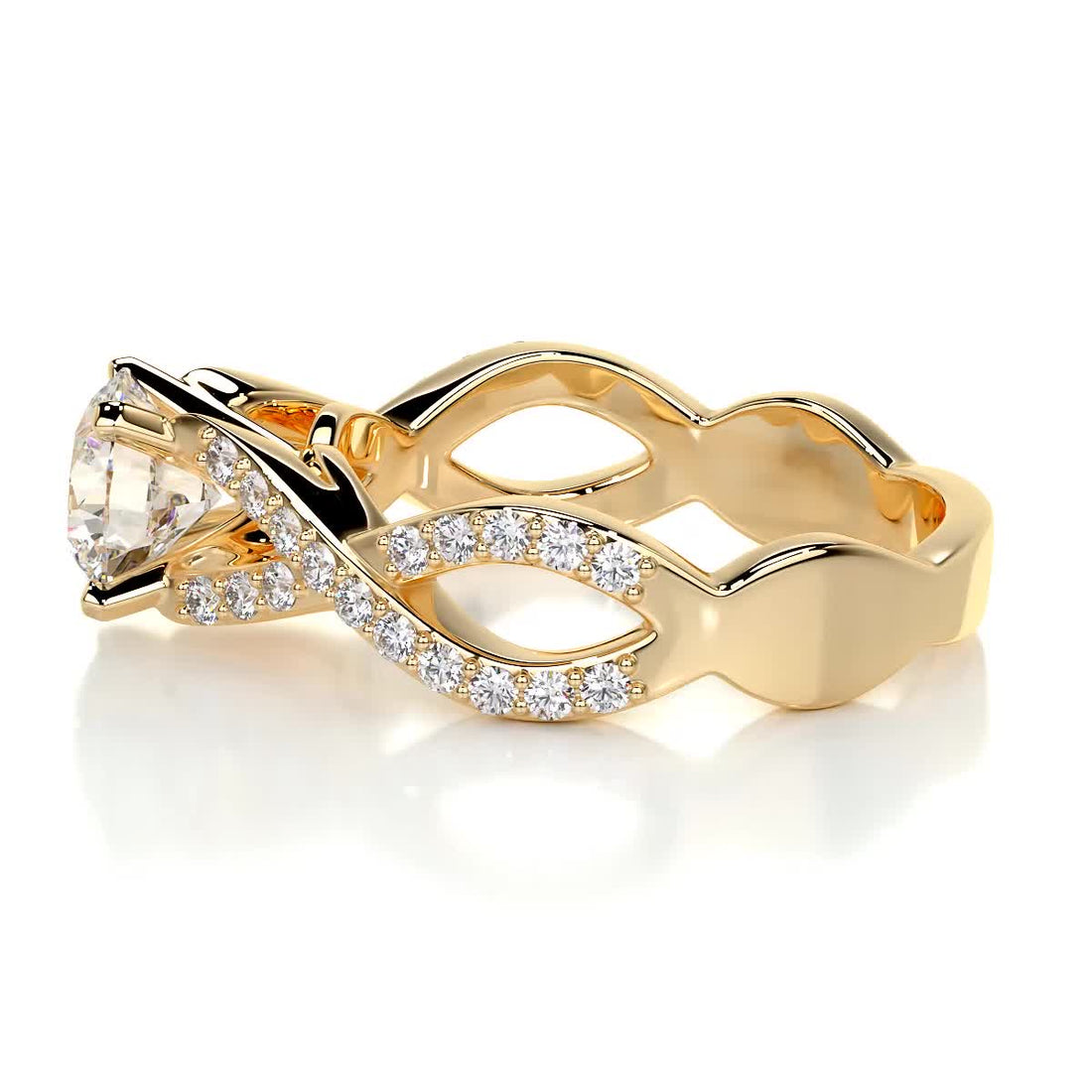 1.65 Carat Round Moissanite Twisted Pave Engagement Ring