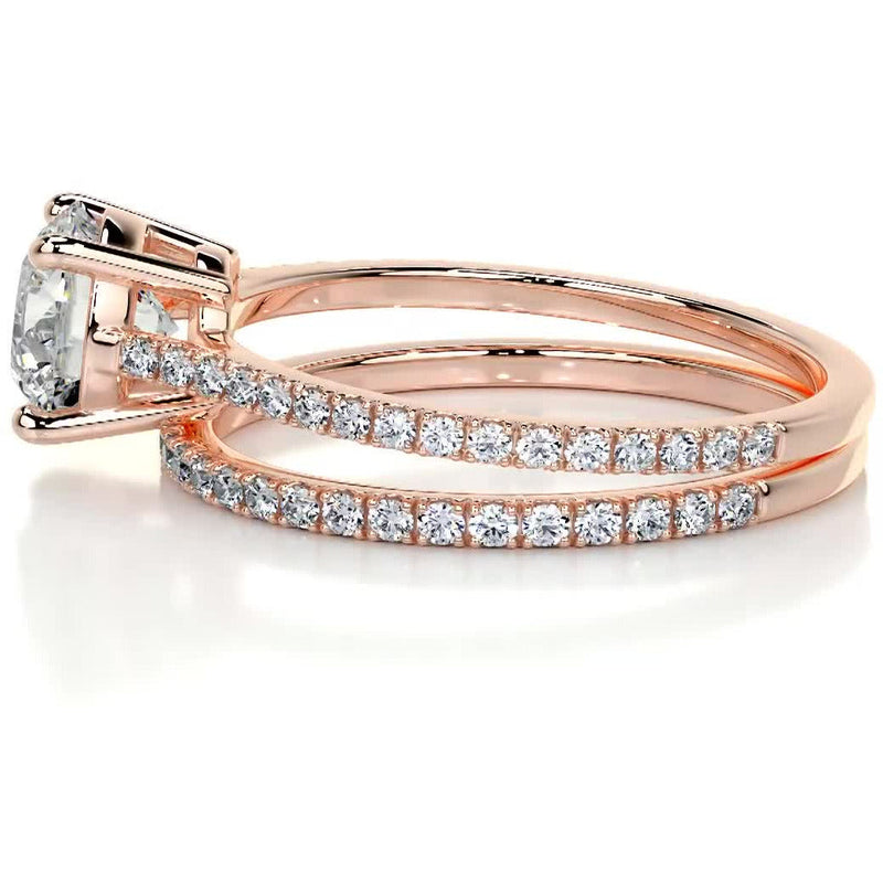 2.85 Carat Round Pave Moissanite Bridal Wedding ring set