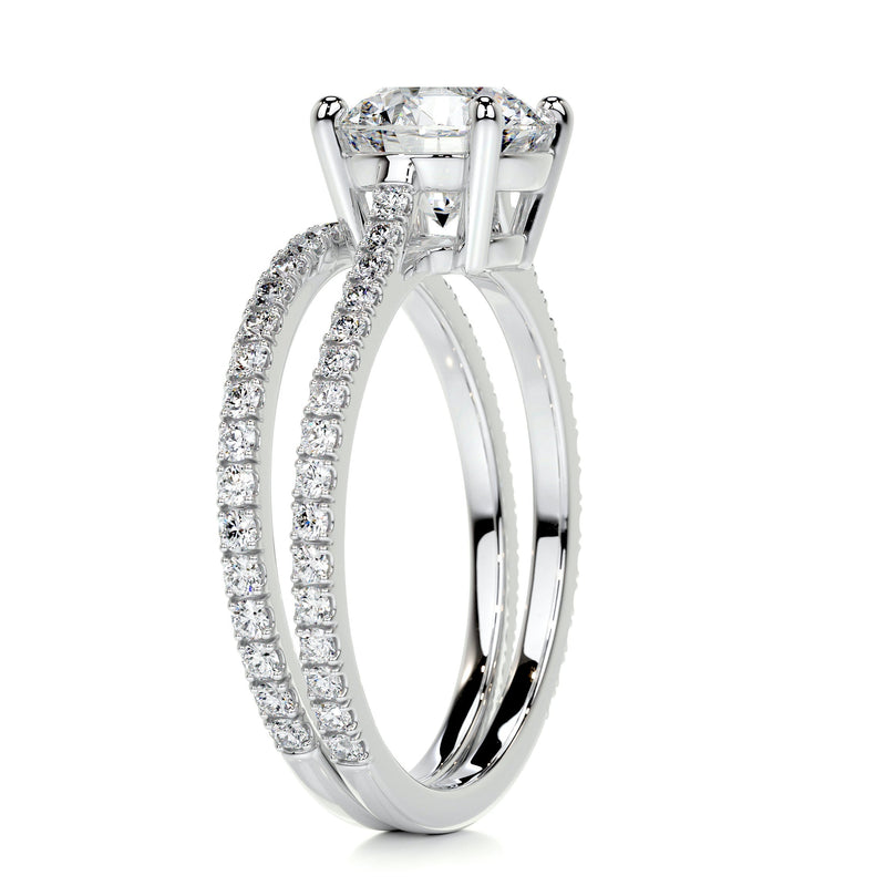 2.85 Carat Round Pave Moissanite Bridal Wedding ring set