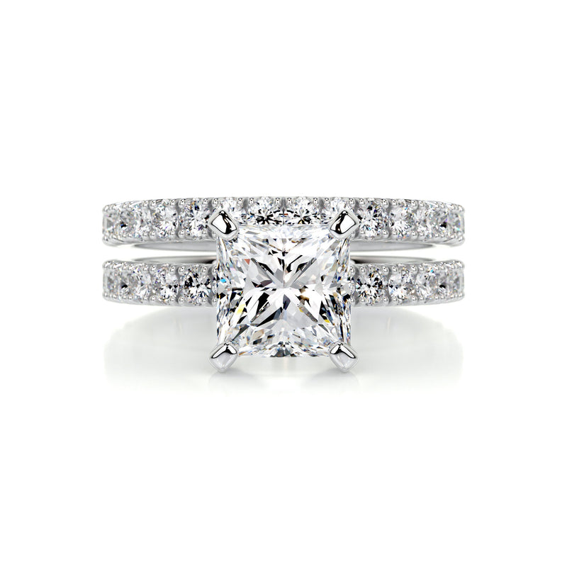 3.10 Carat Princess Pavé Moissanite Bridal ring set