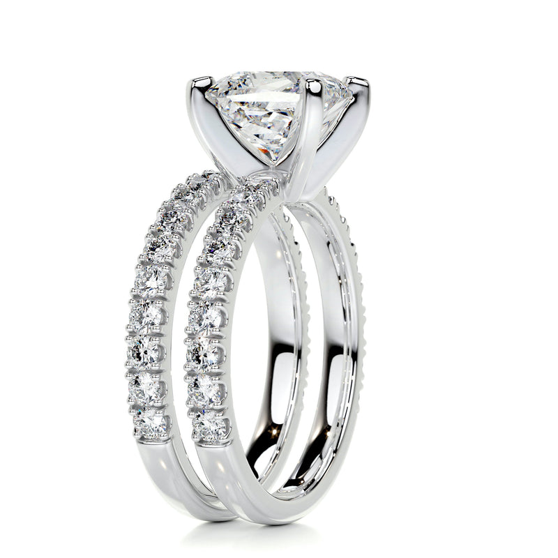 3.10 Carat Princess Pavé Moissanite Bridal ring set