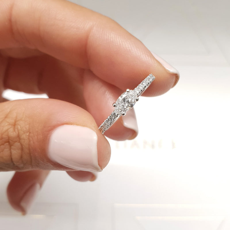 0.65 Carat Marquise East-West Mounting Moissanite Wedding Band