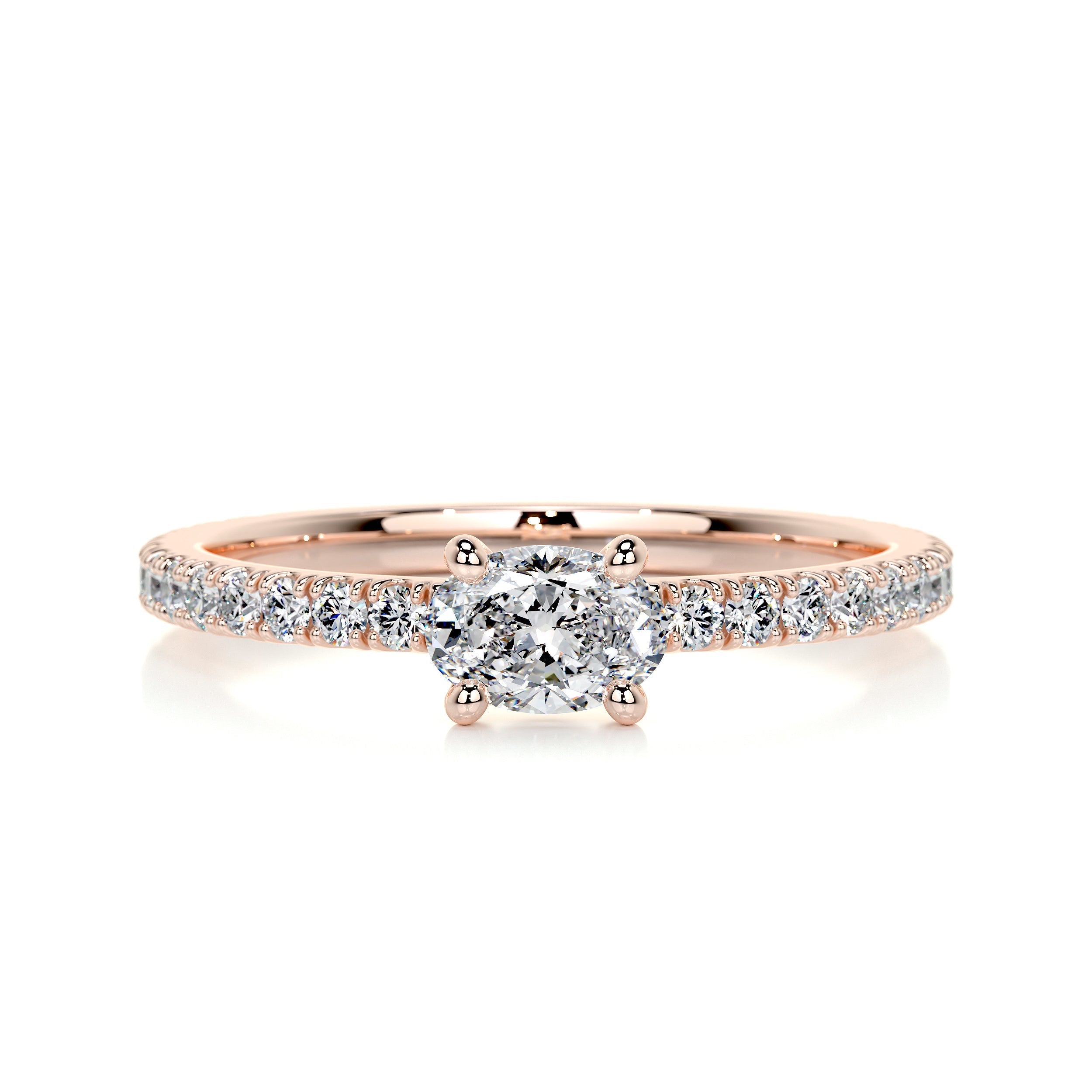 0.84 Oval East-West Mounting Moissanite Wedding Band