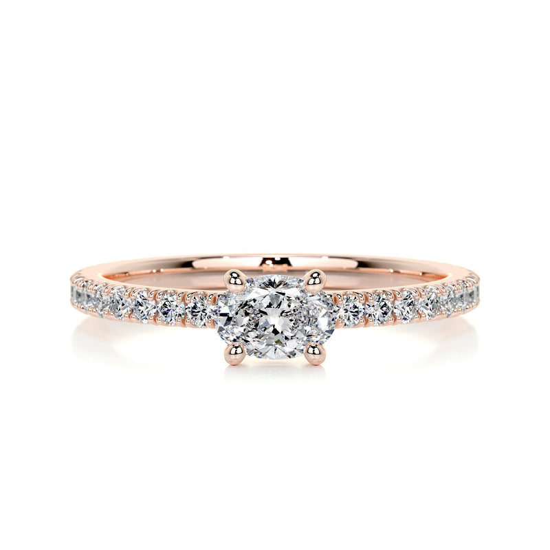 0.84 Oval East-West Mounting Moissanite Wedding Band