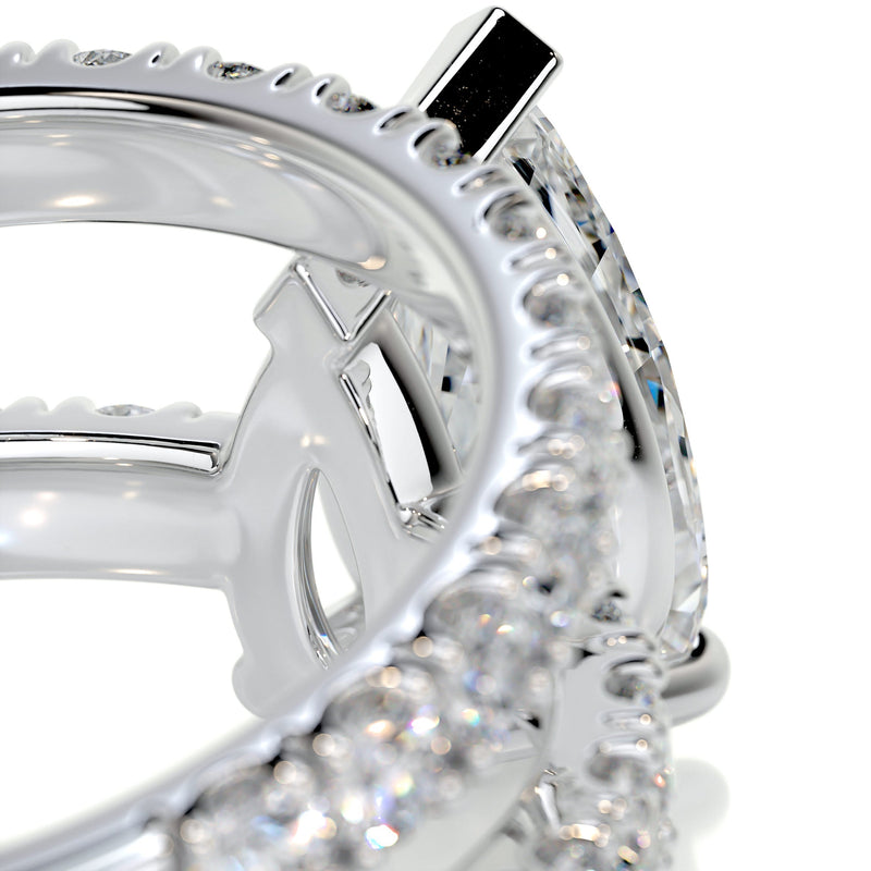 3.55 Carat Pear Pavé Moissanite Bridal Wedding Ring set