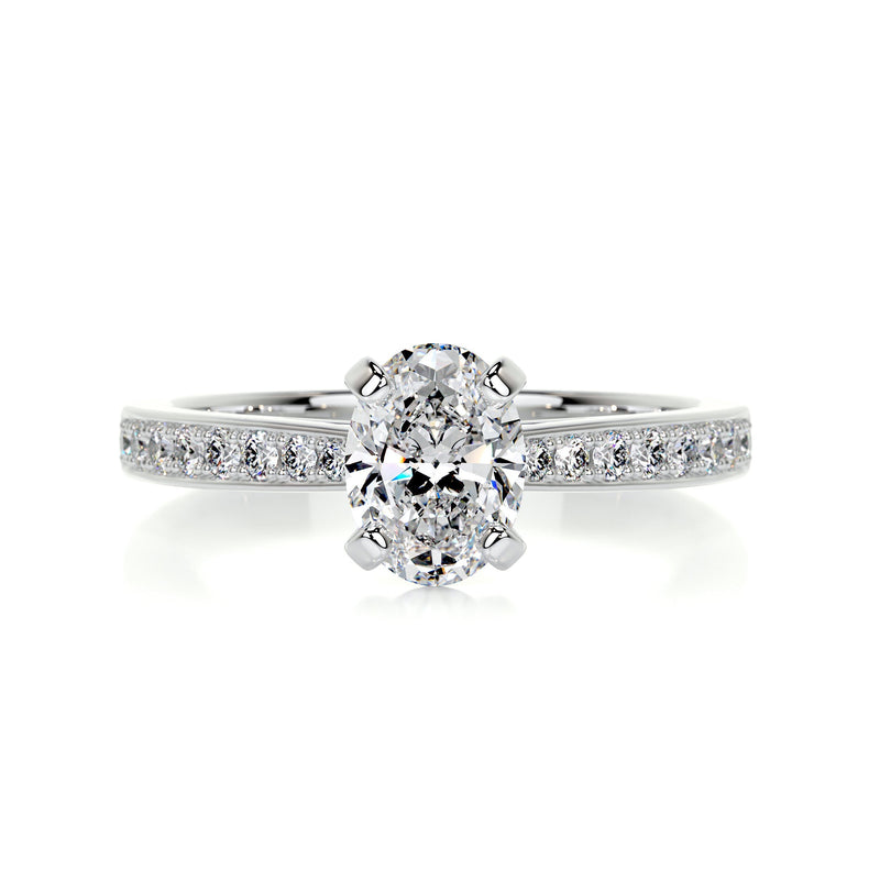 1.2 Carat Oval Moissanite Curved Channel Set Engagement Ring