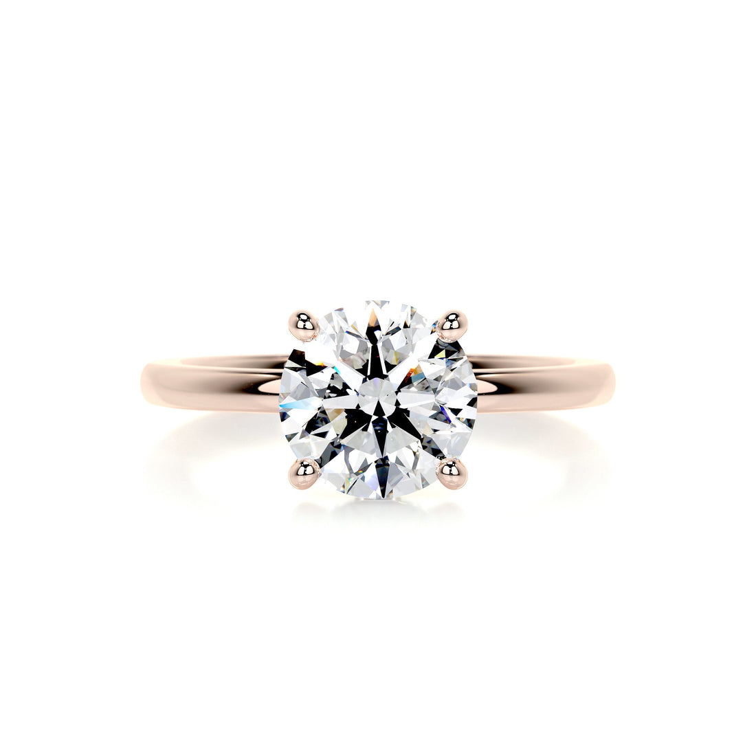 1.90 Carat Round Moissanite Hidden Halo Dainty Engagement Ring