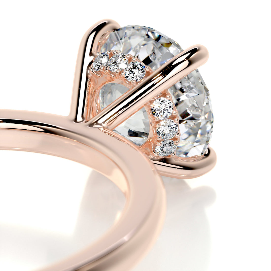 1.90 Carat Round Moissanite Hidden Halo Dainty Engagement Ring