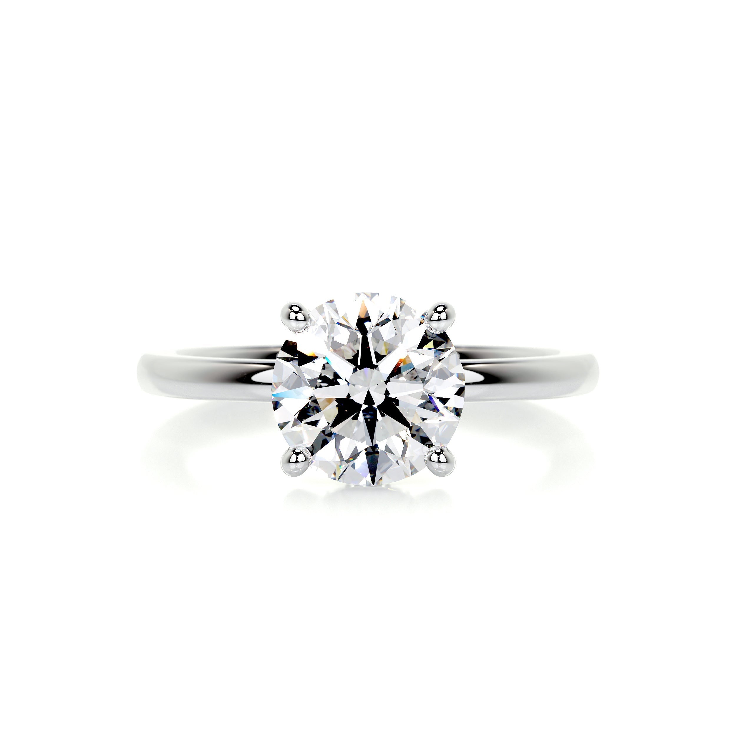 1.90 Carat Round Moissanite Hidden Halo Dainty Engagement Ring