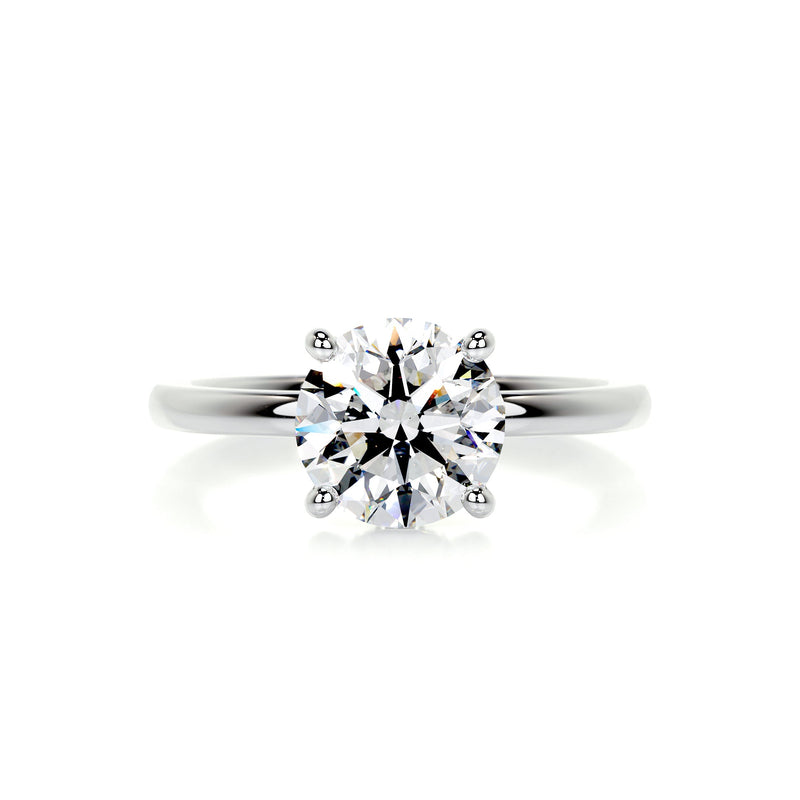 1.90 Carat Round Moissanite Hidden Halo Dainty Engagement Ring
