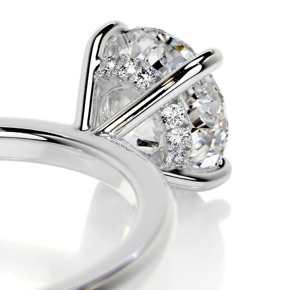 1.90 Carat Round Moissanite Hidden Halo Dainty Engagement Ring