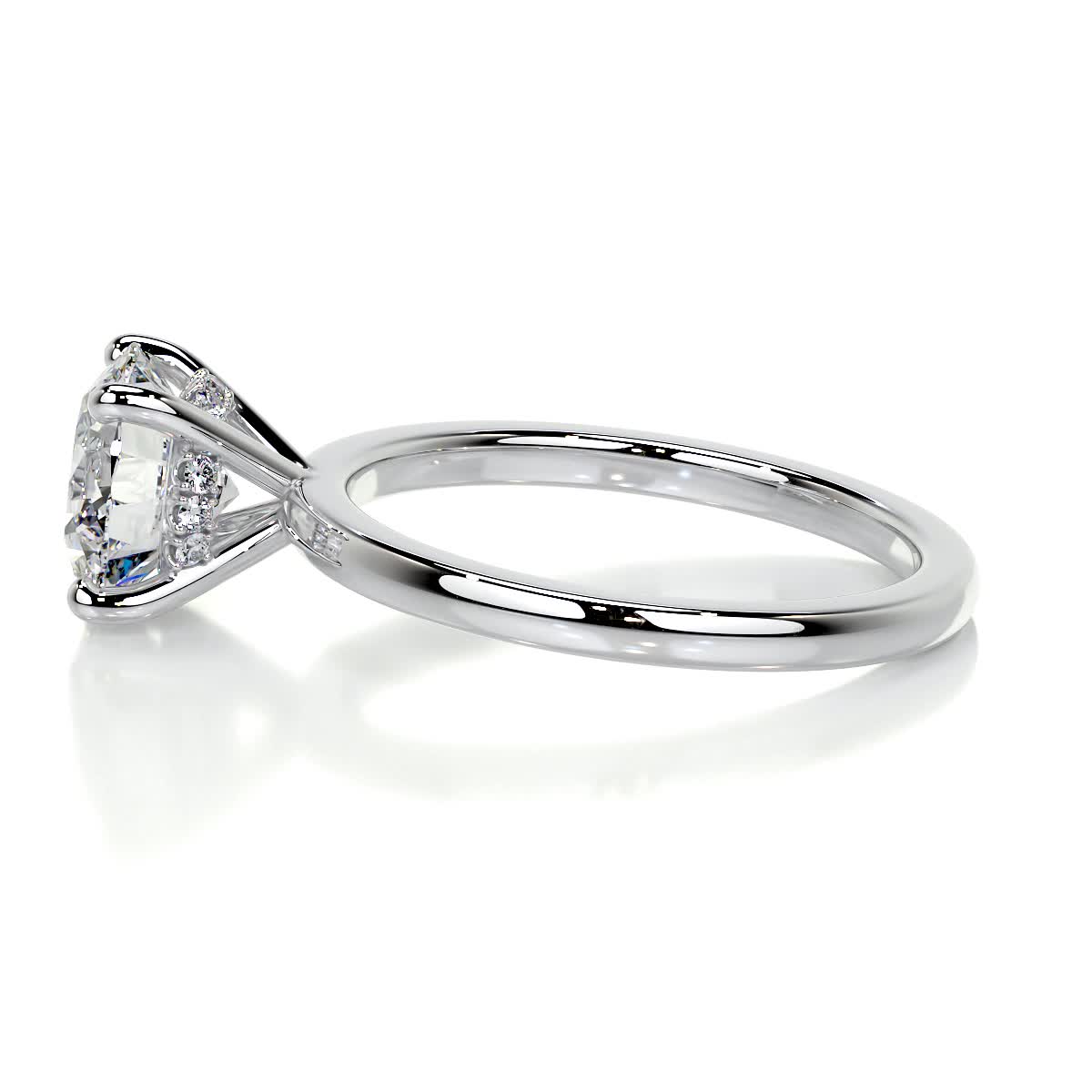 1.90 Carat Round Moissanite Hidden Halo Dainty Engagement Ring