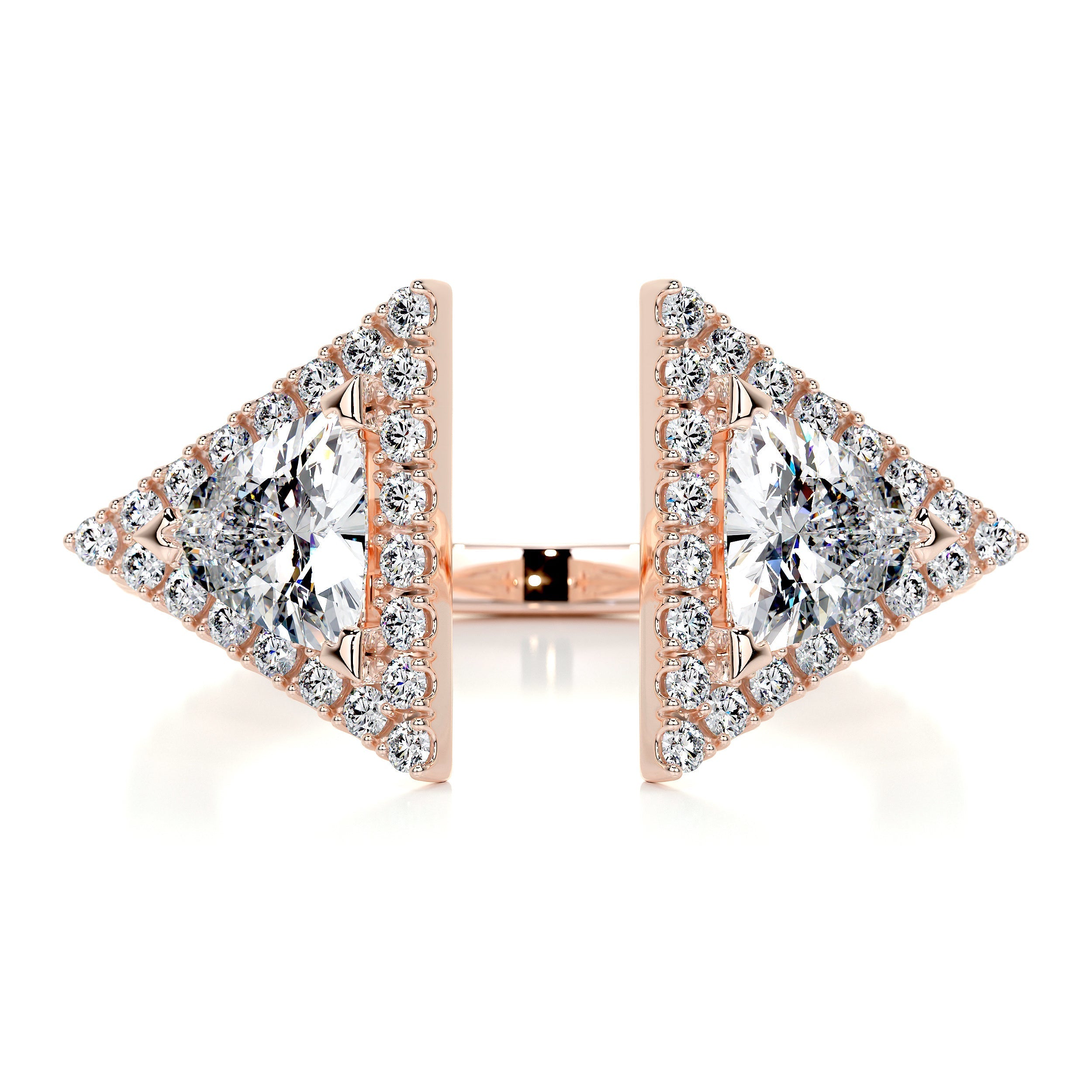 Triangle Halo Split Shank Style Moissanite Wedding Band