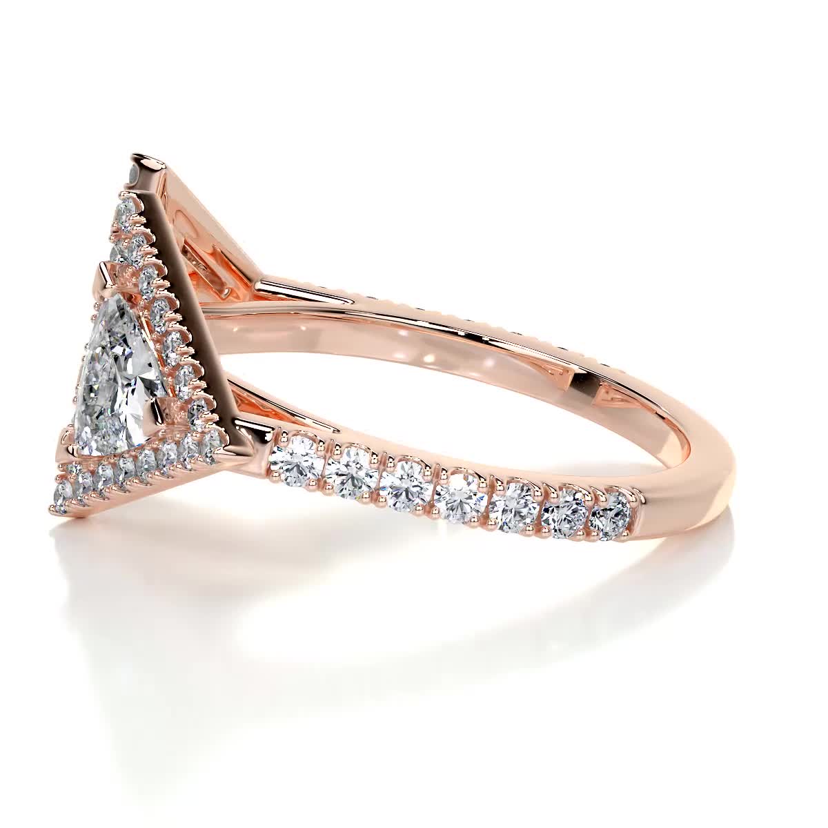 Triangle Halo Split Shank Style Moissanite Wedding Band