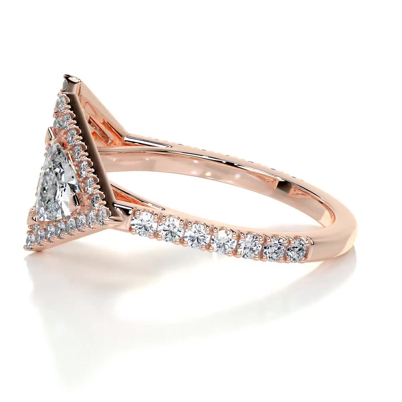 Triangle Halo Split Shank Style Moissanite Wedding Band