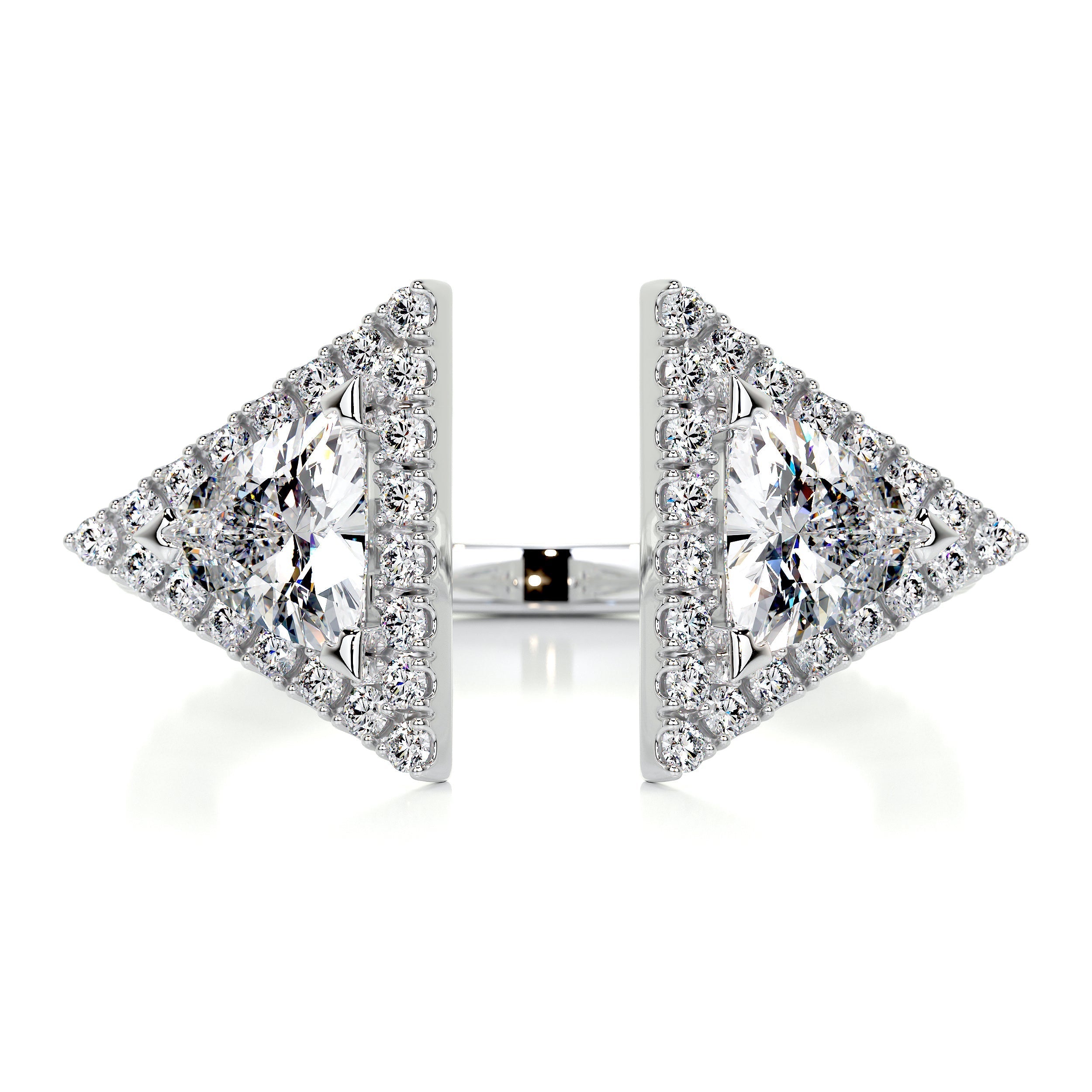 Triangle Halo Split Shank Style Moissanite Wedding Band