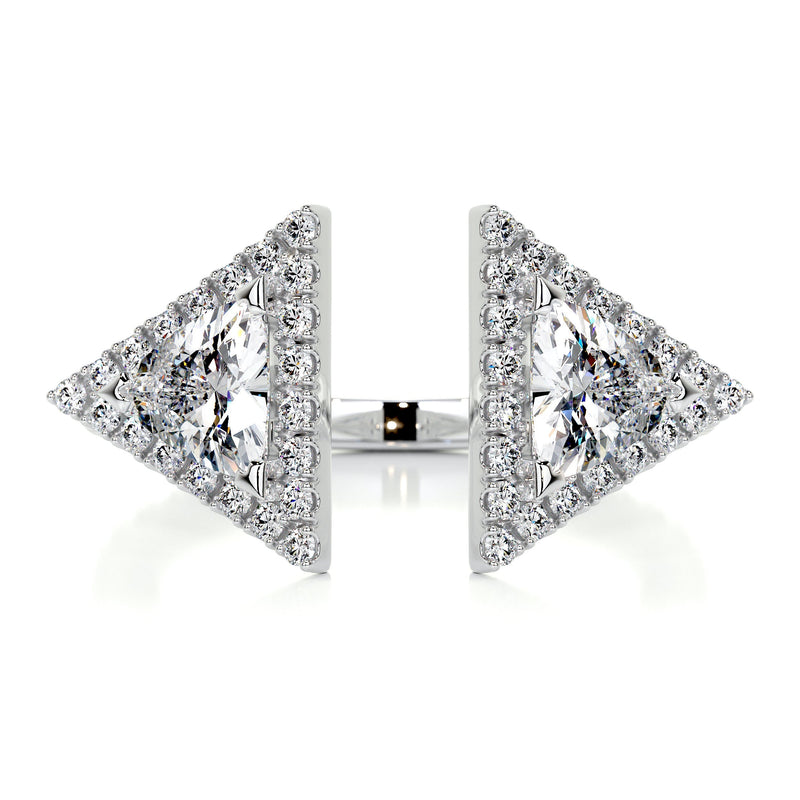 Triangle Halo Split Shank Style Moissanite Wedding Band