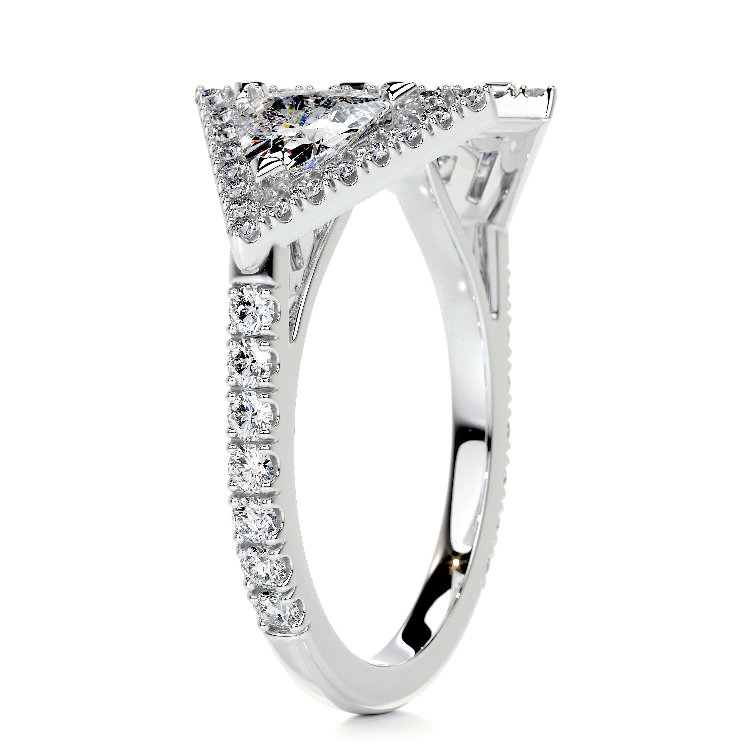 Triangle Halo Split Shank Style Moissanite Wedding Band