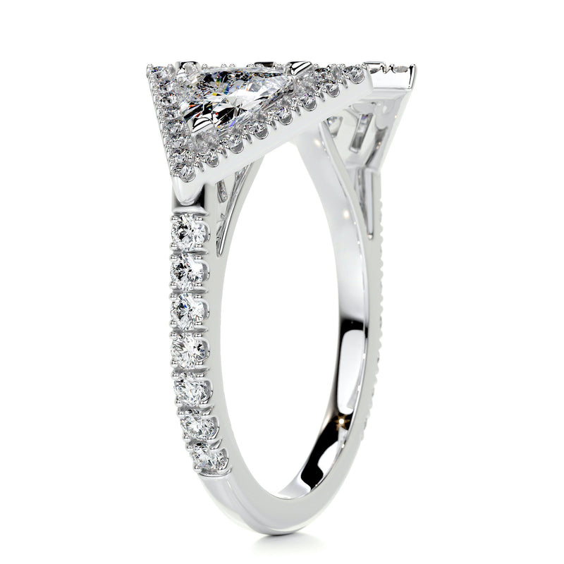 Triangle Halo Split Shank Style Moissanite Wedding Band