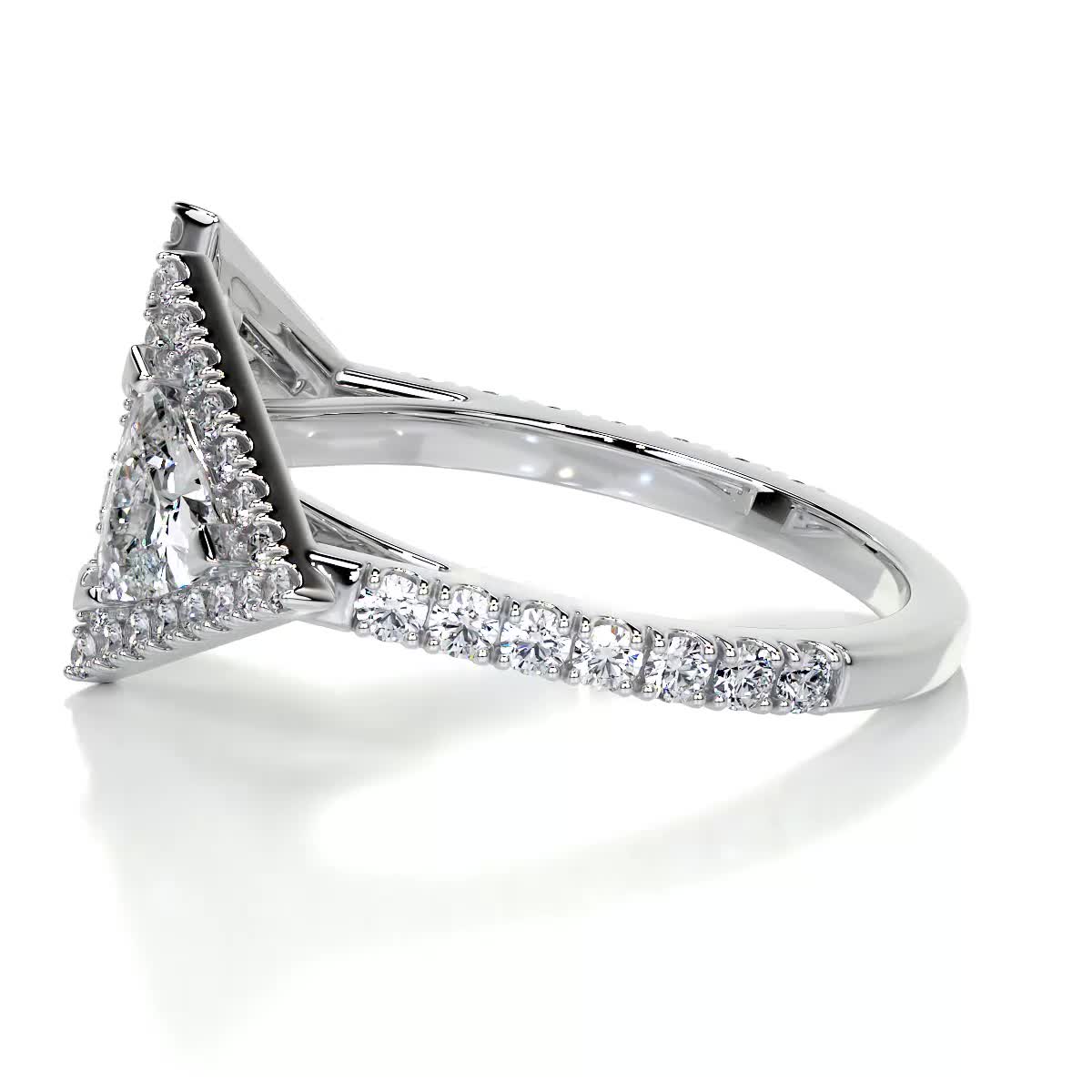 Triangle Halo Split Shank Style Moissanite Wedding Band