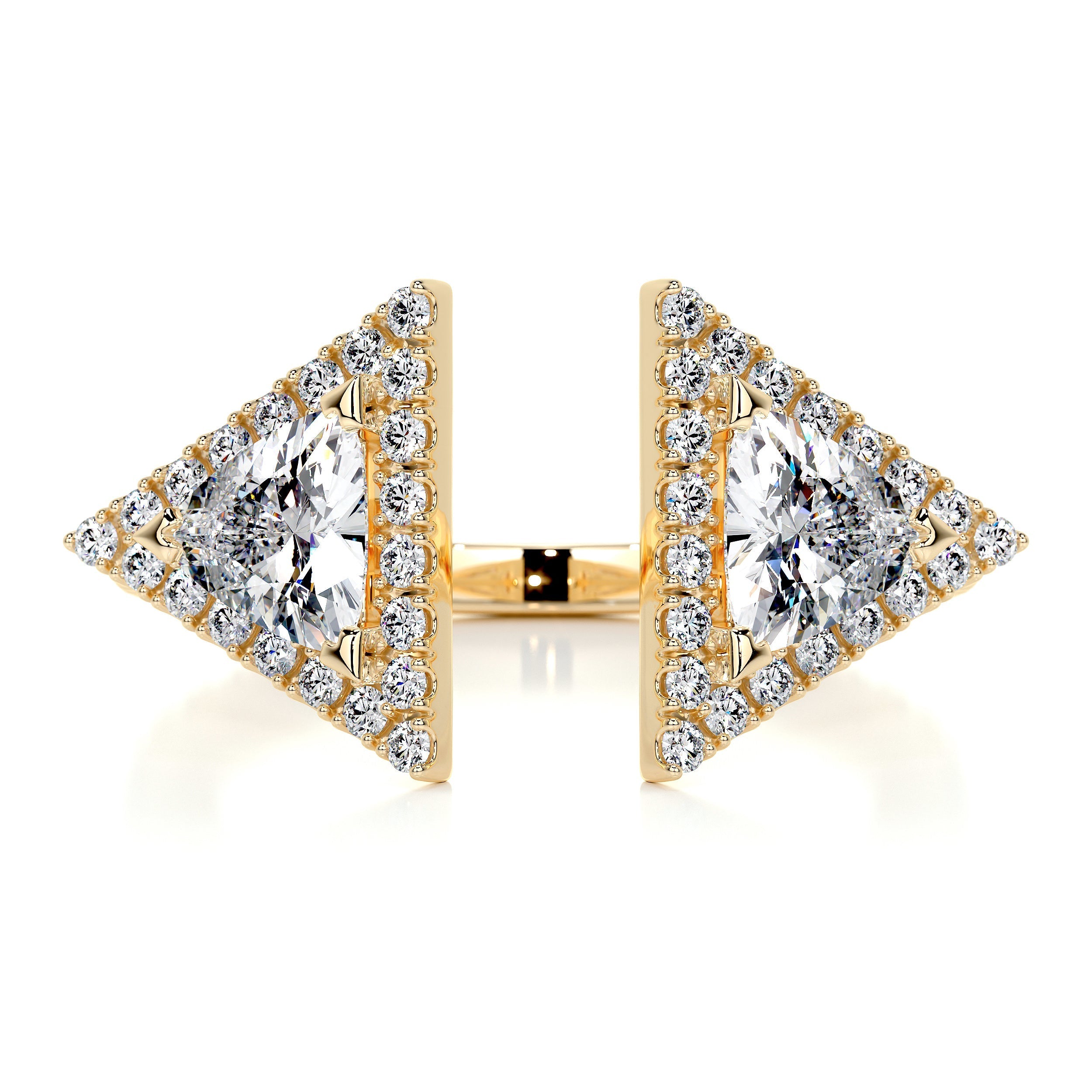 Triangle Halo Split Shank Style Moissanite Wedding Band
