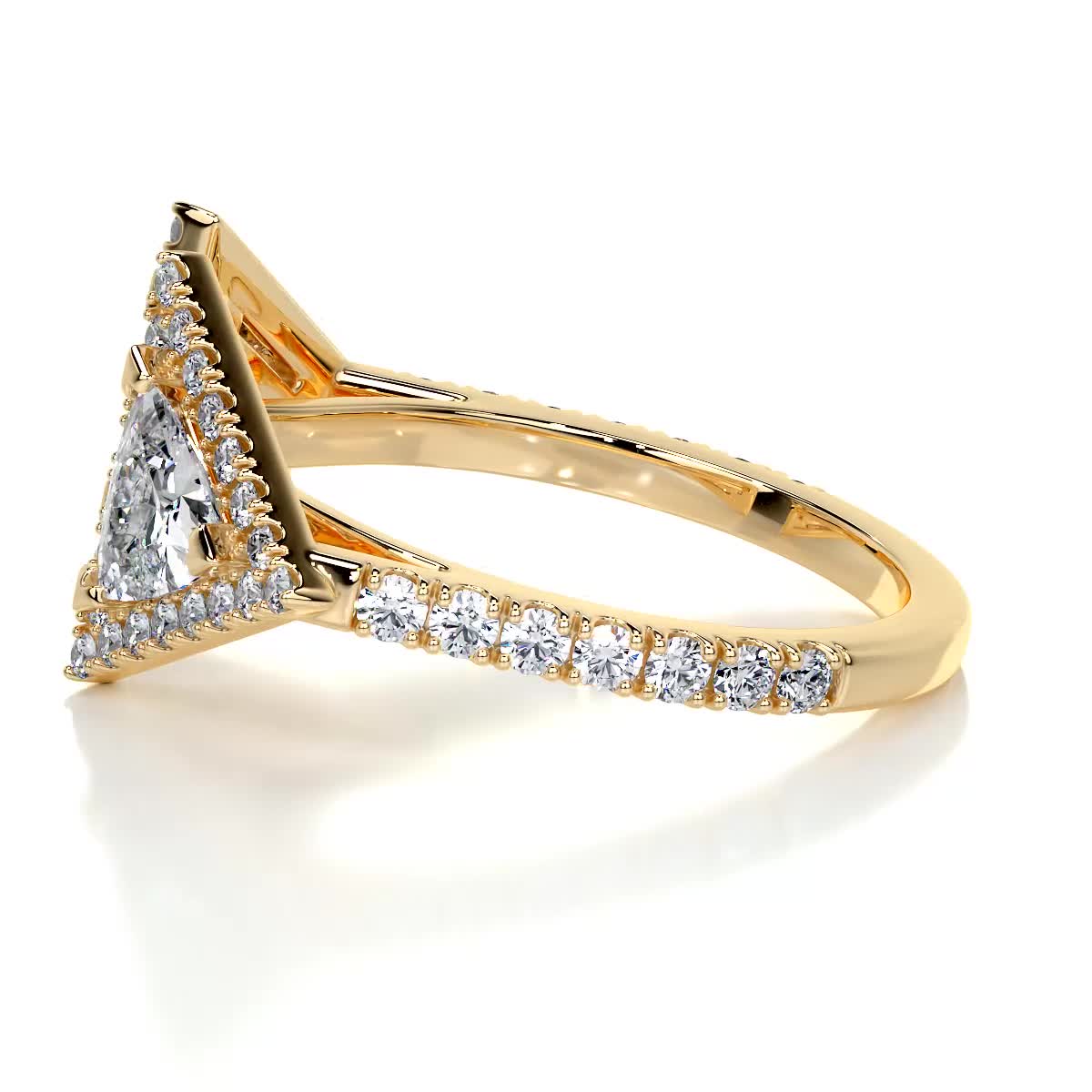 Triangle Halo Split Shank Style Moissanite Wedding Band