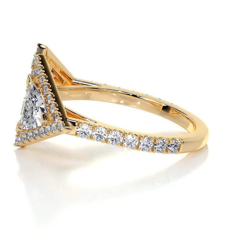 Triangle Halo Split Shank Style Moissanite Wedding Band
