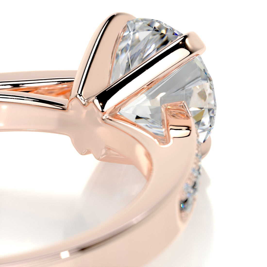 2.60 Carat Round Moissanite Curved Style Band Engagement Ring