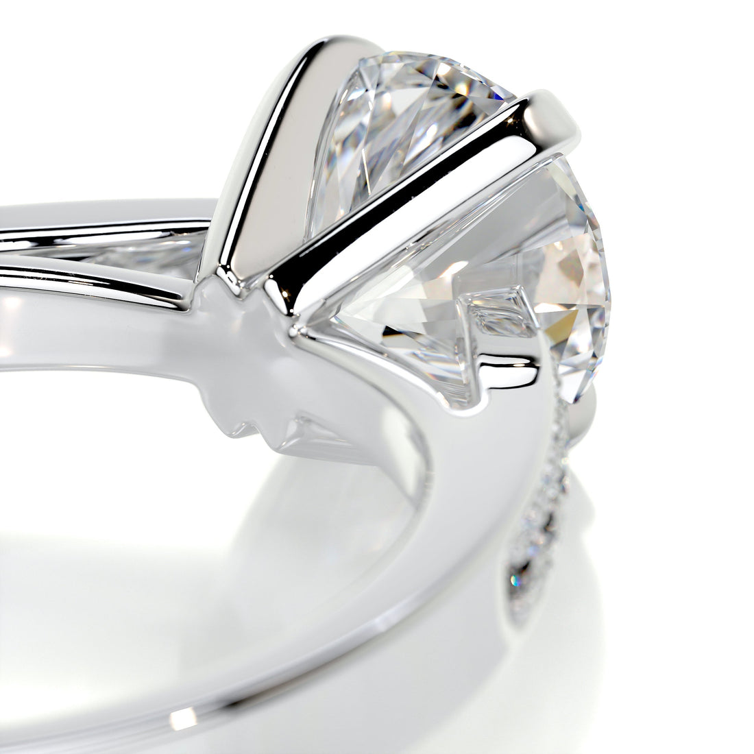 2.60 Carat Round Moissanite Curved Style Band Engagement Ring