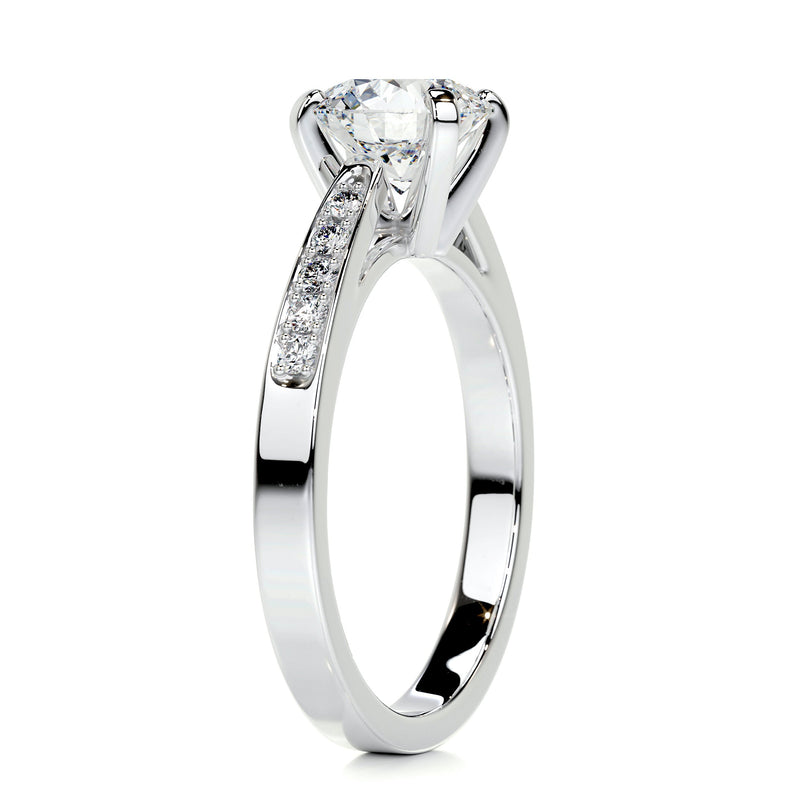 2.60 Carat Round Moissanite Curved Style Band Engagement Ring