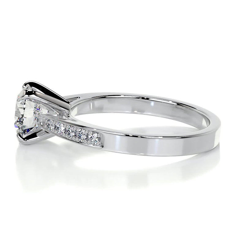 2.60 Carat Round Moissanite Curved Style Band Engagement Ring