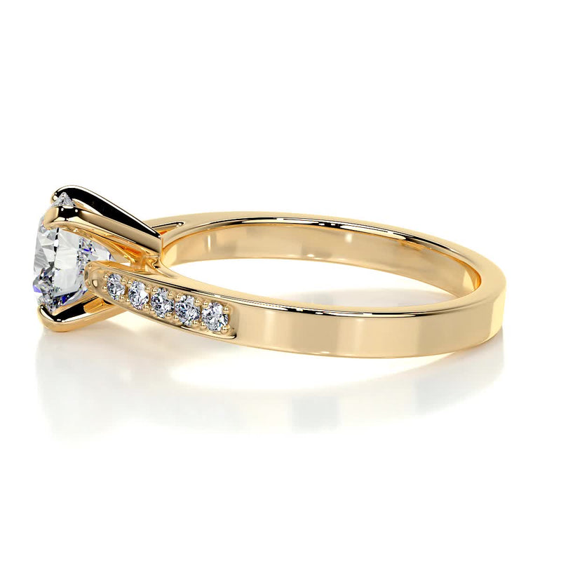 2.60 Carat Round Moissanite Curved Style Band Engagement Ring