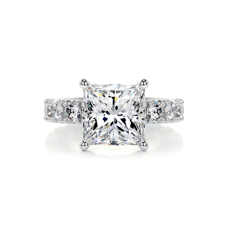 2.60 Carat Princess Cut Diamond Pavé Engagement Ring