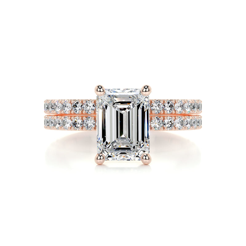 3.20 Carat Radiant Pavé Moissanite Bridal Wedding Ring set