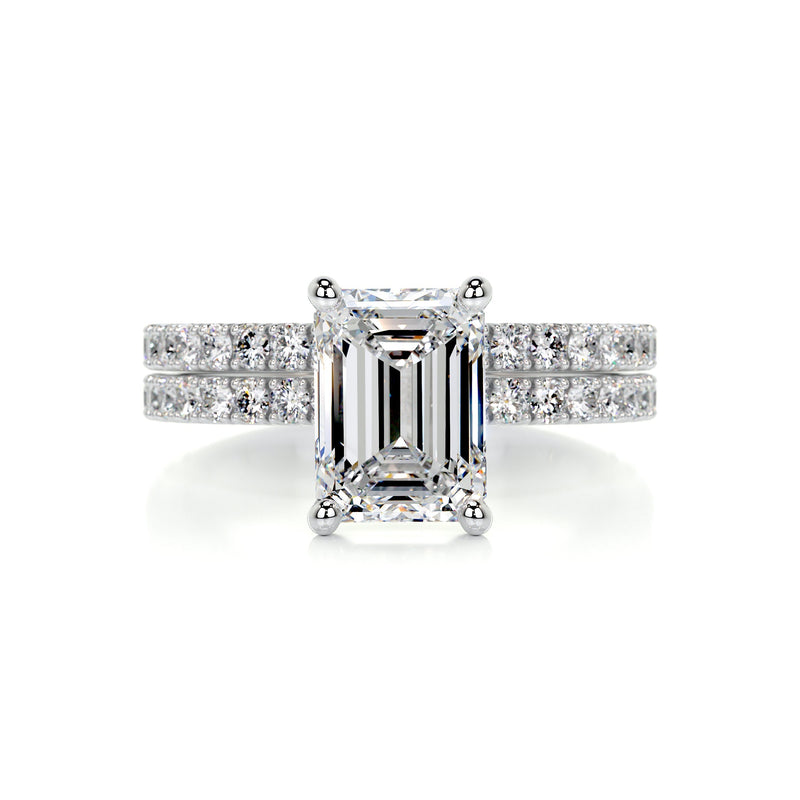 3.20 Carat Radiant Pavé Moissanite Bridal Wedding Ring set